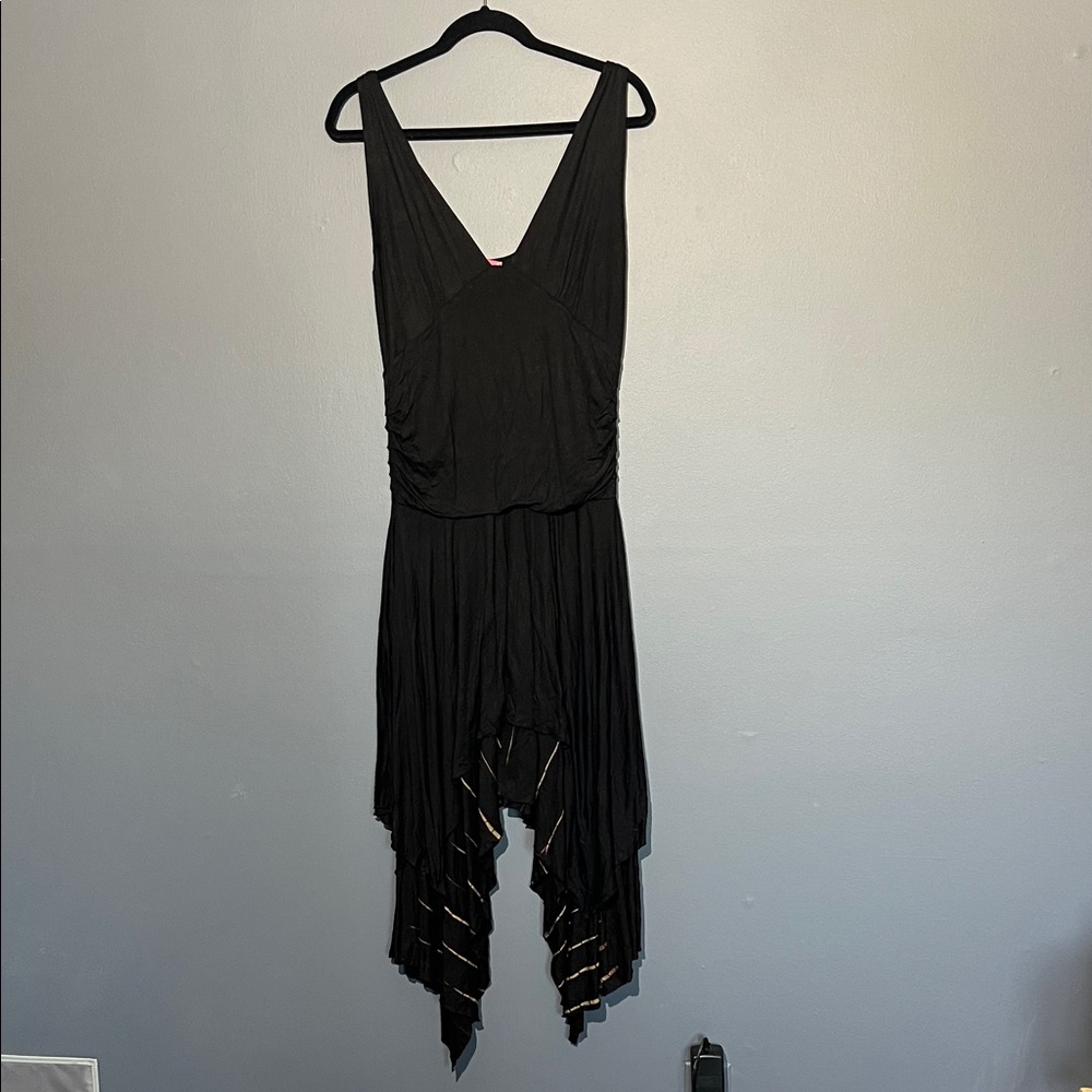Black Maxi Handkerchief Hem Dress - Women